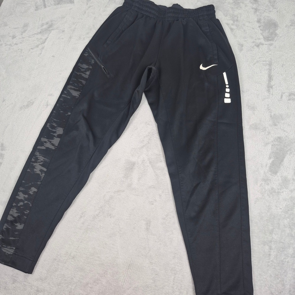 Nike Elite Camo Side Mens M Dri-FIT Basketball Joggers Sweatpants Black ***Rip